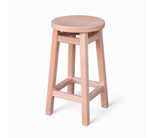 Напівбарний дерев'яний табурет для кухні КОМФОРТ Круглий стілець без спинки з дерева для кафе, бара Висота 50см