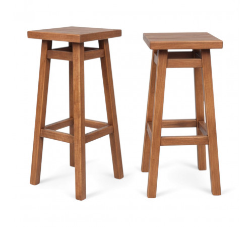 Високий дерев'яний табурет з квадратним сидінням для барної стійки Напівбарний стілець для кухні, бару, кафе Мілан