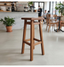 Високий дерев'яний табурет з квадратним сидінням для барної стійки Напівбарний стілець для кухні, бару, кафе Мілан