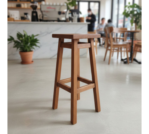 Високий дерев'яний табурет з квадратним сидінням для барної стійки Напівбарний стілець для кухні, бару, кафе Мілан