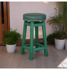 Табурет із м'яким круглим сидінням зі шкірозамінника Дерев'яний стілець із м'якою сидінням для кухні, бара ПАБа зелений 620