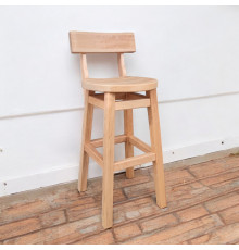 Високий дерев'яний стілець зі спинкою Бежевий барний табурет з натурального дерева для високої барної стійки Дублін 630