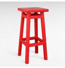 Високий червоний дерев'яний табурет з квадратним сидінням для барної стійки Напівбарний стілець для кухні бару кафе