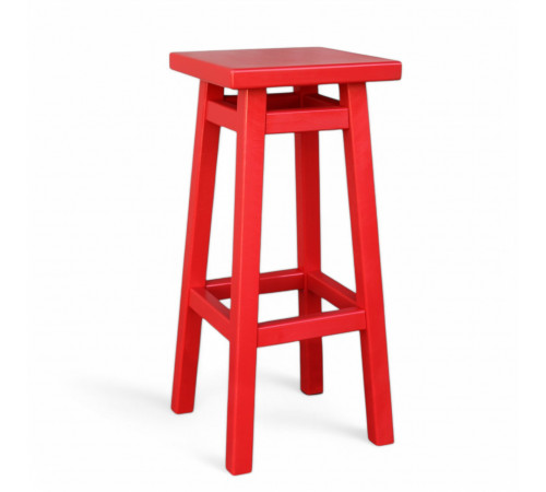 Високий дерев'яний табурет із квадратним сидінням для барної стійки Полубарний стілець для кухні, бару, кафе Мілан Червоний