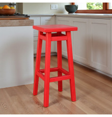 Високий дерев'яний табурет із квадратним сидінням для барної стійки Полубарний стілець для кухні, бару, кафе Мілан Червоний