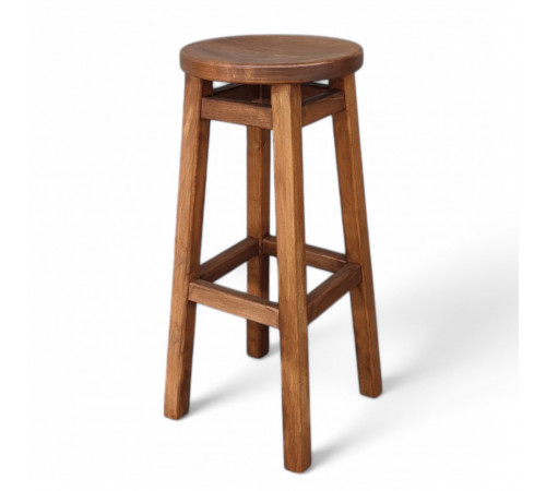 Високий барний стілець КОМФОРТ з дерева для барів, пабів, кафе, кухні Табурет круглий дерев'яний без спинки h75см