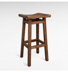 Високий дерев'яний барний стілець ХВИЛЯ для пабу, кафе, бару, кухні Напівбарний табурет із натурального дерева Горіх темний