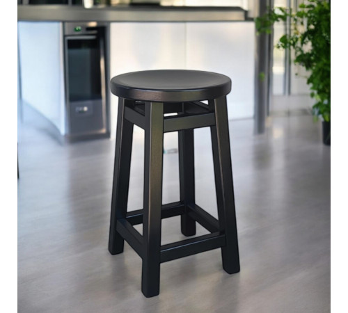 Напівбарний дерев'яний табурет для кухні КОМФОРТ Круглий стілець без спинки з дерева для кафе, бара Висота 50см