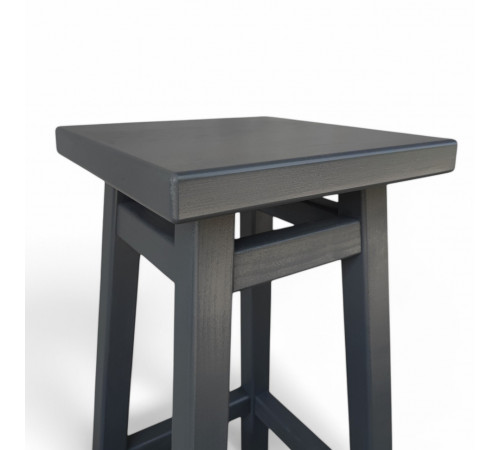 Високий дерев'яний табурет із квадратним сидінням для барної стійки Полубарний стілець для кухні, бару, кафе Мілан Сірий