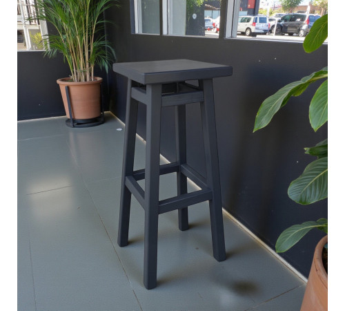 Високий дерев'яний табурет із квадратним сидінням для барної стійки Полубарний стілець для кухні, бару, кафе Мілан Сірий