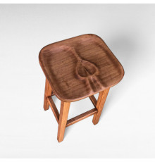 Високий дерев'яний табурет з відбитком дівчини та хлопця для кафе, бару, пабу Барний стілець з дерева з підніжкою Адам для хлопця
