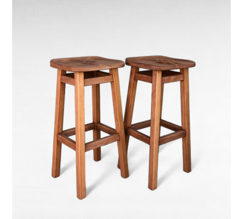 Високий дерев'яний табурет з відбитком дівчини та хлопця для кафе, бару, пабу Барний стілець з дерева з підніжкою Адам для хлопця