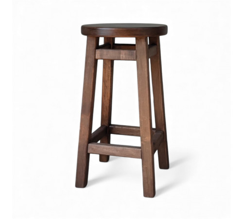 Високий барний стілець з дерева для барів, пабів, кафе, кухні Табурет круглий дерев'яний ПАБ Стандарт h75 Горіх темний