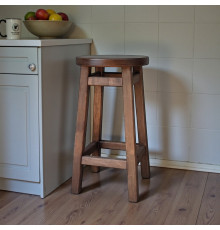 Високий барний стілець з дерева для барів, пабів, кафе, кухні Табурет круглий дерев'яний ПАБ Стандарт h75 Горіх темний