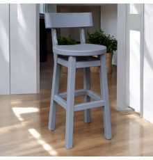 Високий дерев'яний сірий стілець зі спинкою Барний табурет з натурального дерева для кухні, кафе, бару Дублін 630