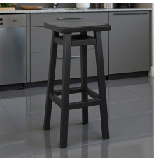 Високий дерев'яний табурет із квадратним сидінням для барної стійки Полубарний стілець для кухні, бару, кафе Мілан Чорний