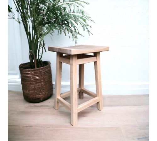 Дерев'яний напівбарний табурет ХВИЛЯ Стілець з дерева Табуретка для пабу, кафе, бару, кухні Висота 58см Бежевий