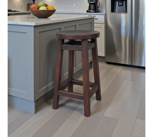 Напівбарний дерев'яний табурет для кухні КОМФОРТ Круглий стілець без спинки з дерева для кафе, бара Висота 50см Кипарис