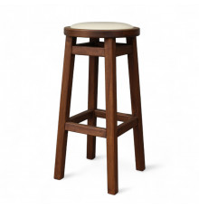 Стілець барний Комфорт М з м'яким сидінням Табурет круглий дерев'яний h75см Бежевий