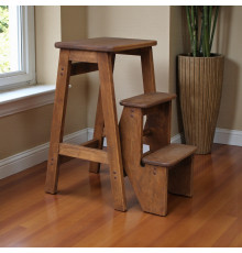 Drewniane krzesło drabinkowe w stylu retro do domu, kuchni i studia fotograficznego. Składana drabinka transformatorowa do użytku domowego.