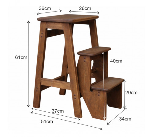 Стілець - драбина дерев'яна в ретро стилі для дому та кухні, фотостудії Сходи трансформер побутові розкладні