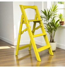 Драбина дерев'яна побутова на 3 сходинки для дому, фотостудії Сходи трансформер легкі складні розкладні Жовтий