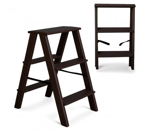 Drewniana drabina 3-stopniowa składana drabina domowa do domu, kuchni, studia fotograficznego składana Western Chocolate