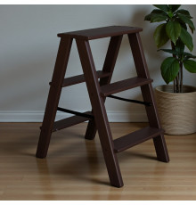 Дерев’яна драбина на 3 сходинки Побутова складана стрем'янка для дому, кухні, фотостудії побутові розкладні Вестерн Шоколад