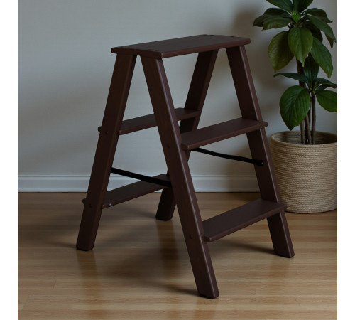 Drewniana drabina 3-stopniowa składana drabina domowa do domu, kuchni, studia fotograficznego składana Western Chocolate