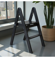 Дерев'яна драбина на 2 щаблі Побутова складана драбинка для дому, кухні, фотостудії Драбина трансформер розкладна Чорний