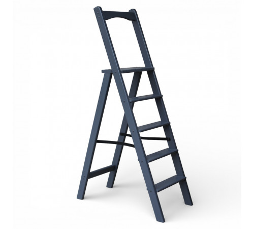 Дерев’яна розкладна драбина з поручнем Побутова висока стрем’янка для дому Сірий