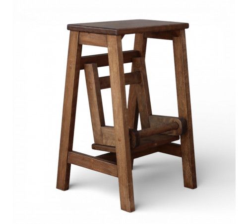 Стілець — драбина дерев'яна побутова на 2 щаблі для дому, кухні, фотостудії Драбина-трансформер побутова розкладна Полисандр