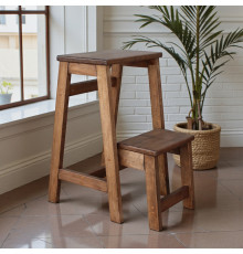 Стілець — драбина дерев'яна побутова на 2 щаблі для дому, кухні, фотостудії Драбина-трансформер побутова розкладна Полисандр