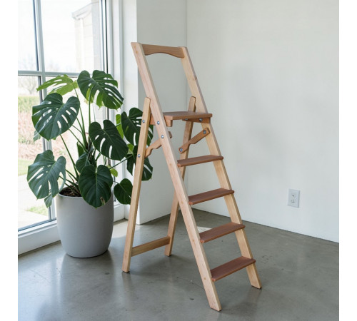 Драбина дерев'яна складана на 5 сходинок для дому, фотостудії Стрем'янка побутова розкладна