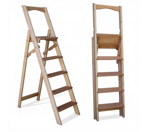 Драбина дерев'яна складана на 5 сходинок для дому, фотостудії Стрем'янка побутова розкладна