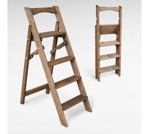 Drewniana składana drabina z 4 stopniami do domu, studia fotograficznego. Domowa składana drabina transformatorowa.
