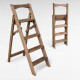 Drewniana składana drabina z 4 stopniami do domu, studia fotograficznego. Domowa składana drabina transformatorowa.