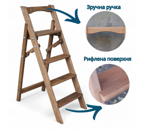 Drewniana składana drabina z 4 stopniami do domu, studia fotograficznego. Domowa składana drabina transformatorowa.