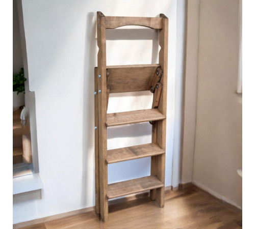 Drewniana składana drabina z 4 stopniami do domu, studia fotograficznego. Domowa składana drabina transformatorowa.