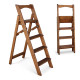 Drewniana składana drabina z 4 stopniami do domu, studia fotograficznego. Domowa składana drabina transformatorowa.