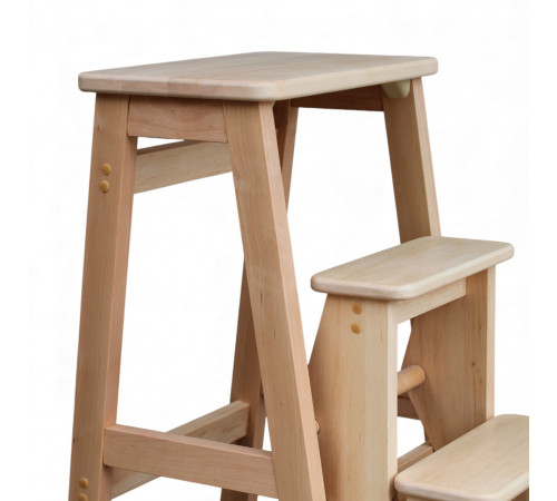 Драбина дерев'яна складана на 3 сходинки для дому, фотостудія Драбина-трансформер побутова розкладна Світле дерево