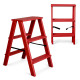 Дерев’яна драбина на 3 сходинки Побутова складана стрем'янка для дому, кухні, фотостудії побутові розкладні Вестерн Червоний