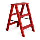 Дерев’яна драбина на 3 сходинки Побутова складана стрем'янка для дому, кухні, фотостудії побутові розкладні Вестерн Червоний