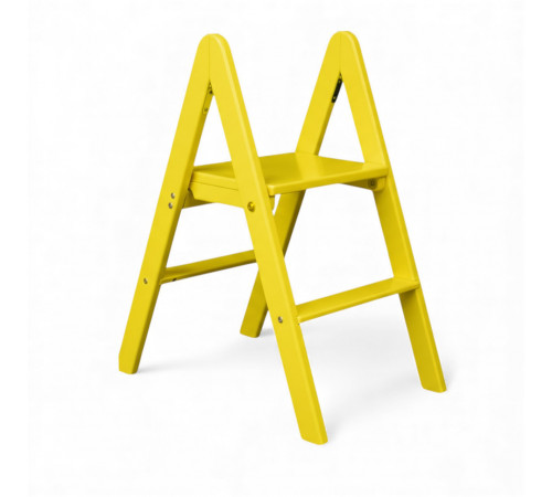 Zweistufige Holzleiter, klappbar, für Haushalt, Küche, Fotostudio, gelb