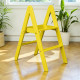 Zweistufige Holzleiter, klappbar, für Haushalt, Küche, Fotostudio, gelb