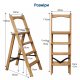 Drewniana składana drabina przystawna Elegancka i praktyczna do domu Drabina domowa przystawna z poręczą
