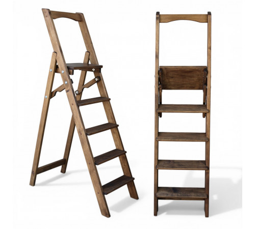 Драбина дерев'яна складана на 5 сходинок для дому, фотостудії Сходи трансформер побутові розкладні Полісандр