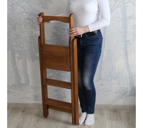 Drewniana składana drabina z 3 stopniami do domu, studia fotograficznego. Składana drabina transformatorowa do użytku domowego.