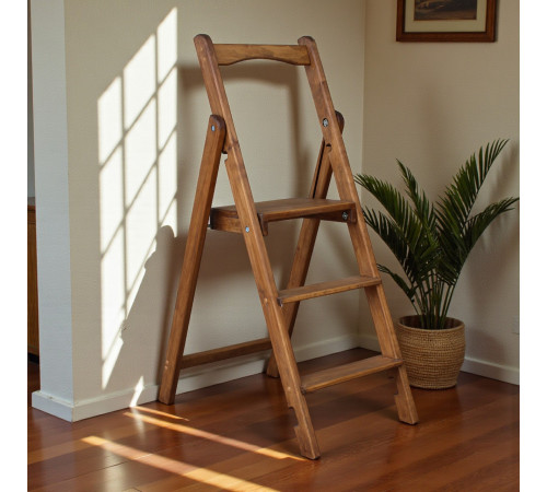 Drewniana składana drabina z 3 stopniami do domu, studia fotograficznego. Składana drabina transformatorowa do użytku domowego.