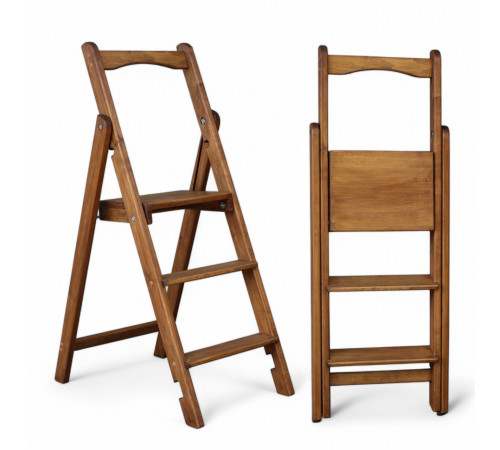 Drewniana składana drabina z 3 stopniami do domu, studia fotograficznego. Składana drabina transformatorowa do użytku domowego.